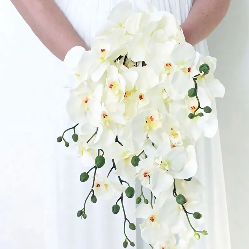Goedkoop Elegant Simulatie Phalaenopsis Bloemen Diy Ornament Kunstmatige Vlinder Orchidee Zijde Bloem Boeket Bruiloft Woondecoratie