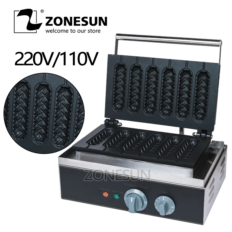 Электрический аппарат ZONESUN 110 В/220 В для французских хот-догов вафельница
