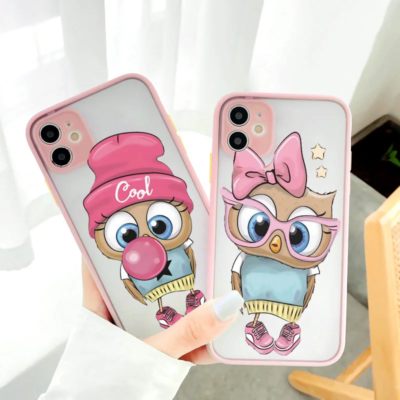 Cartoon Girl Gifts Cute Owl lovers Phone Case For Iphone X XS Max XR SE 2020 14 11 12 13 Pro Max 6s 8 7 Plus Matte Back Cover
