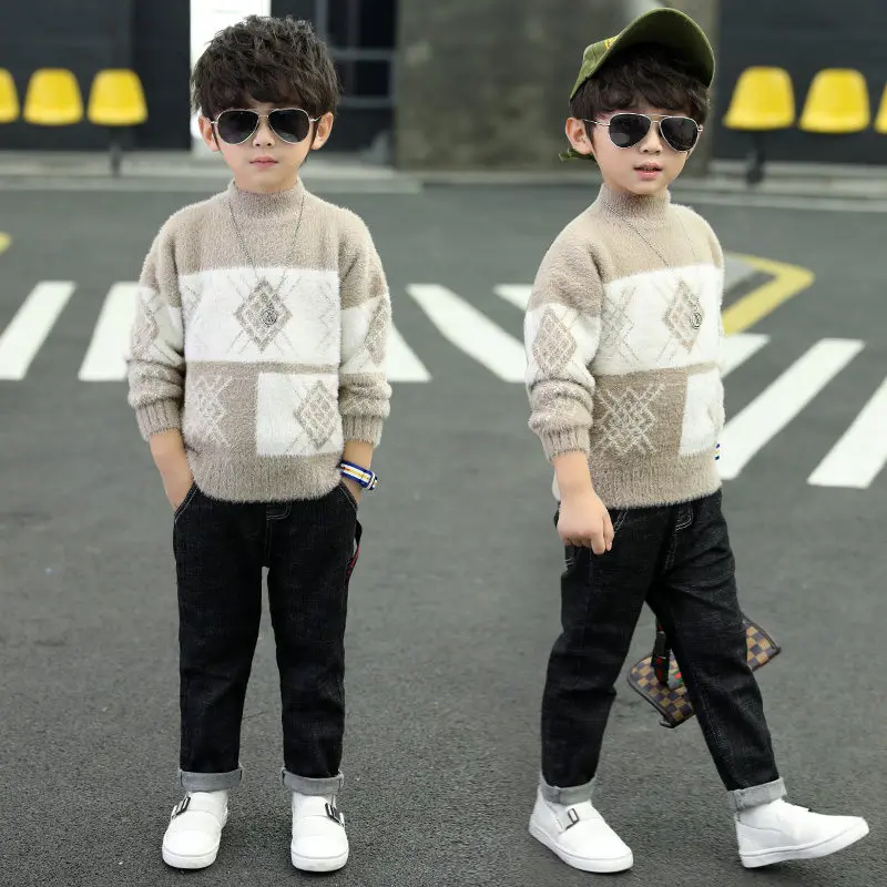 Свитер для мальчиков подростков 2020 одежда с круглым вырезом пуловер свитер