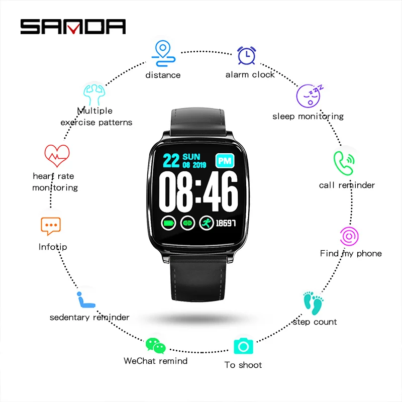 Smart Watch For Women Men SANDA Sports Heart Rate Tracker Monitor Blood Pressure Android iOS Bracelet Phone Wristband | Электроника