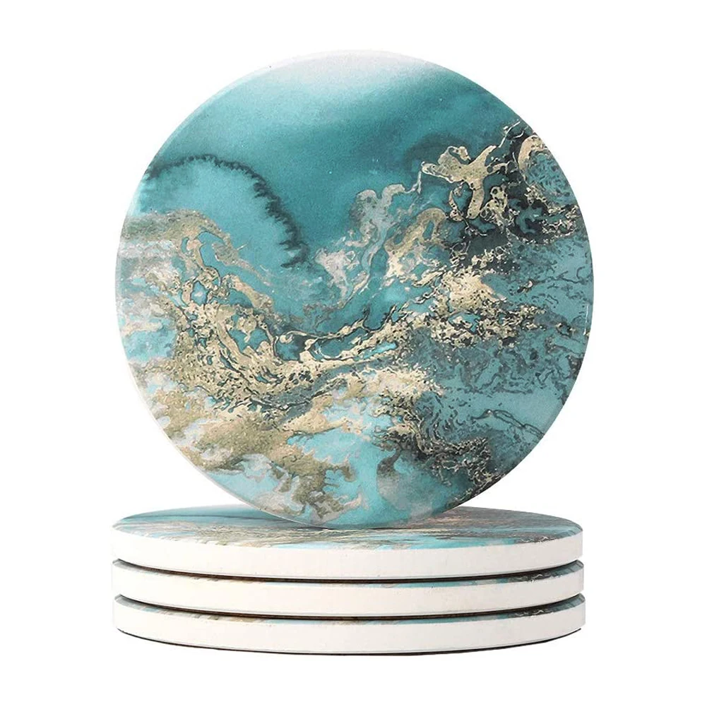 Круглая подставка для напитков 4 шт. впитывающие тепловые коврики каменные