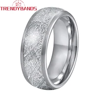 8mm meteorite inlay tungsten carbide rings for men women wedding band domed brushed finish comfort fit