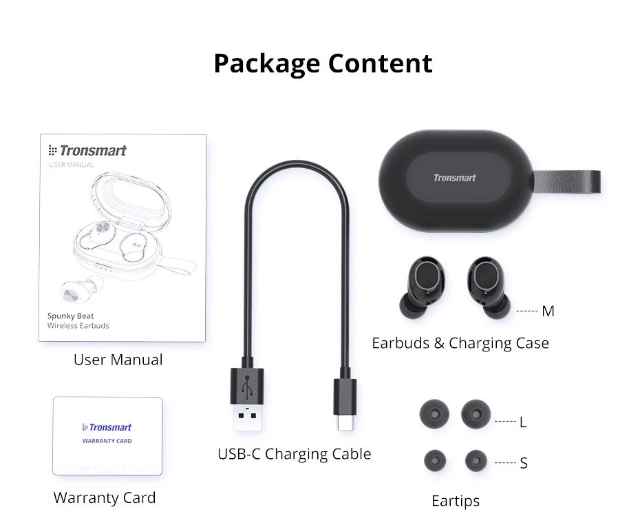 Черный Tronsmart Spunky Beat наушники Bluetooth беспроводные TWS наушники aptX с QualcommChip CVC 8,0 сенсорное управление голосовой помощник - Цвет: Черный