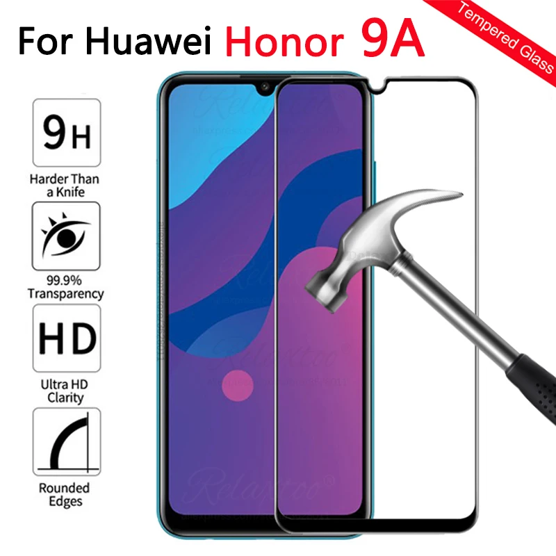 Full cover tempered glass For Huawei Honor 9A Screen Protector on honor9 a a9 honor9a moa-lx9n Protective Film display Glas 9H | Мобильные