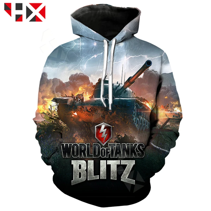 Новинка популярный пуловер HX HX498 с 3D принтом World of Tanks для мужчин и женщин