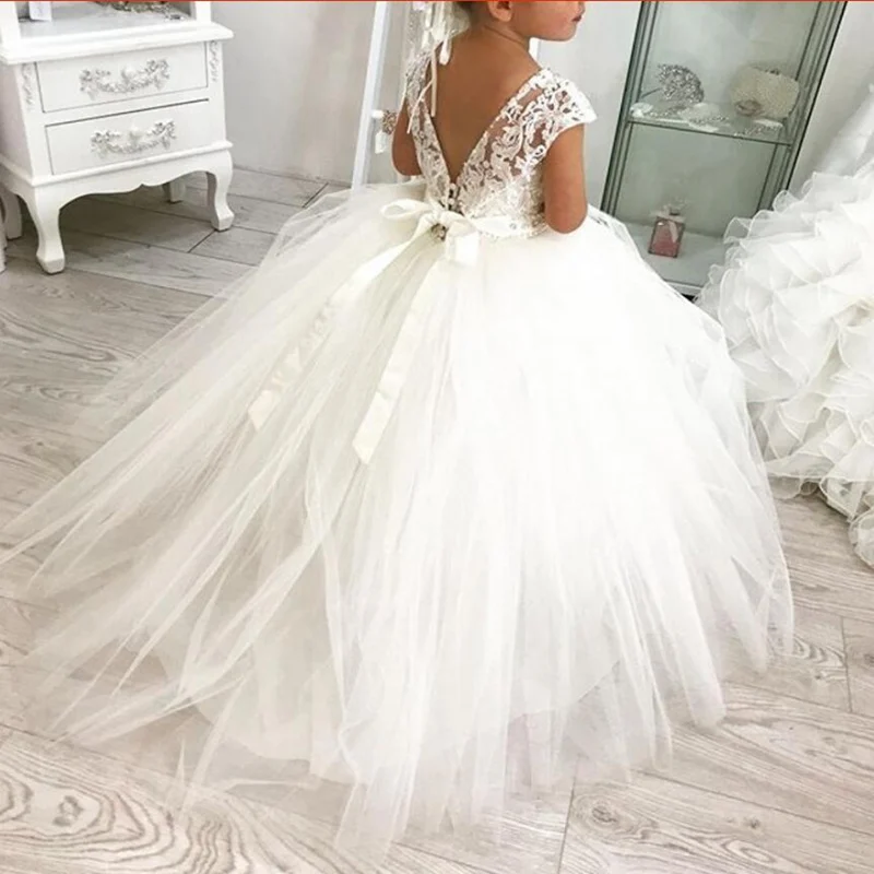 Великолепное платье с цветочным рисунком для девочек элегантное длинным рукавом