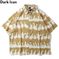 dark icon funny printed oversized mens shirt 2021 summer holiday hawaiian shirts male top 2 colors