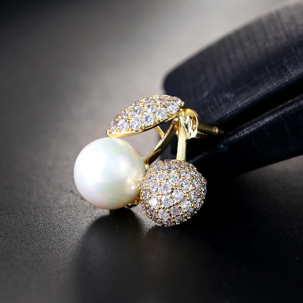 Австрийский Кристалл оригинальность лаконичный жемчуг маленькая брошь вишня