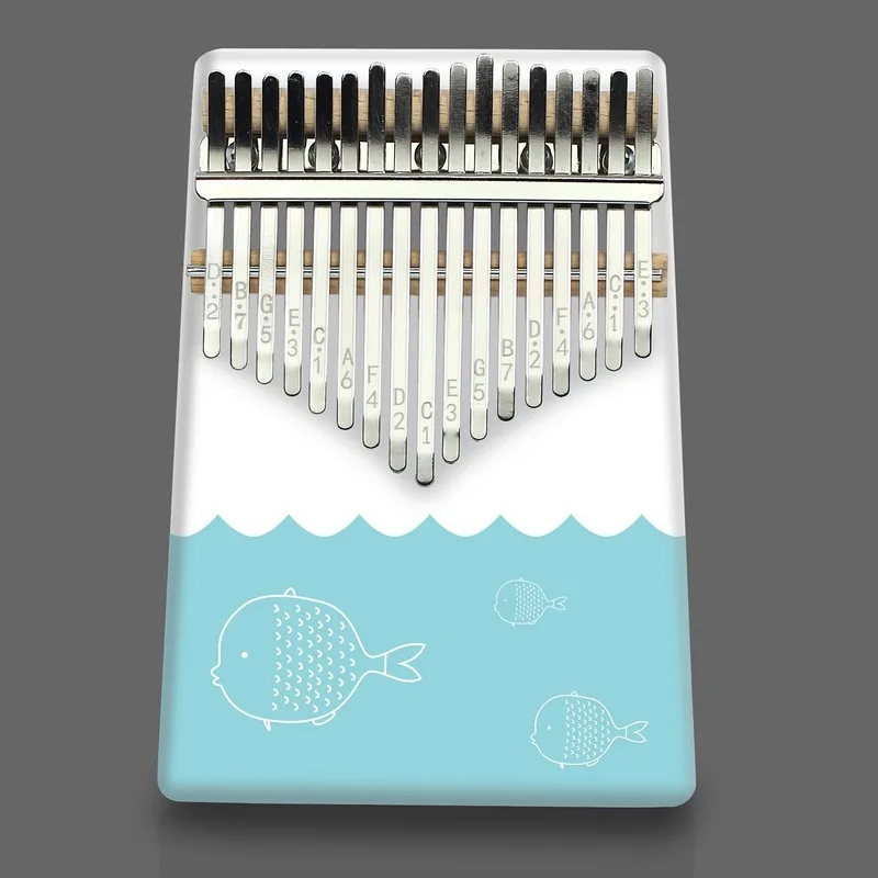 Nice Sound Creative Beginner Finger 17 Tones Kalimba  Piano Painted on White Musical Instrument  Thumb Whole Wood Piano enlarge