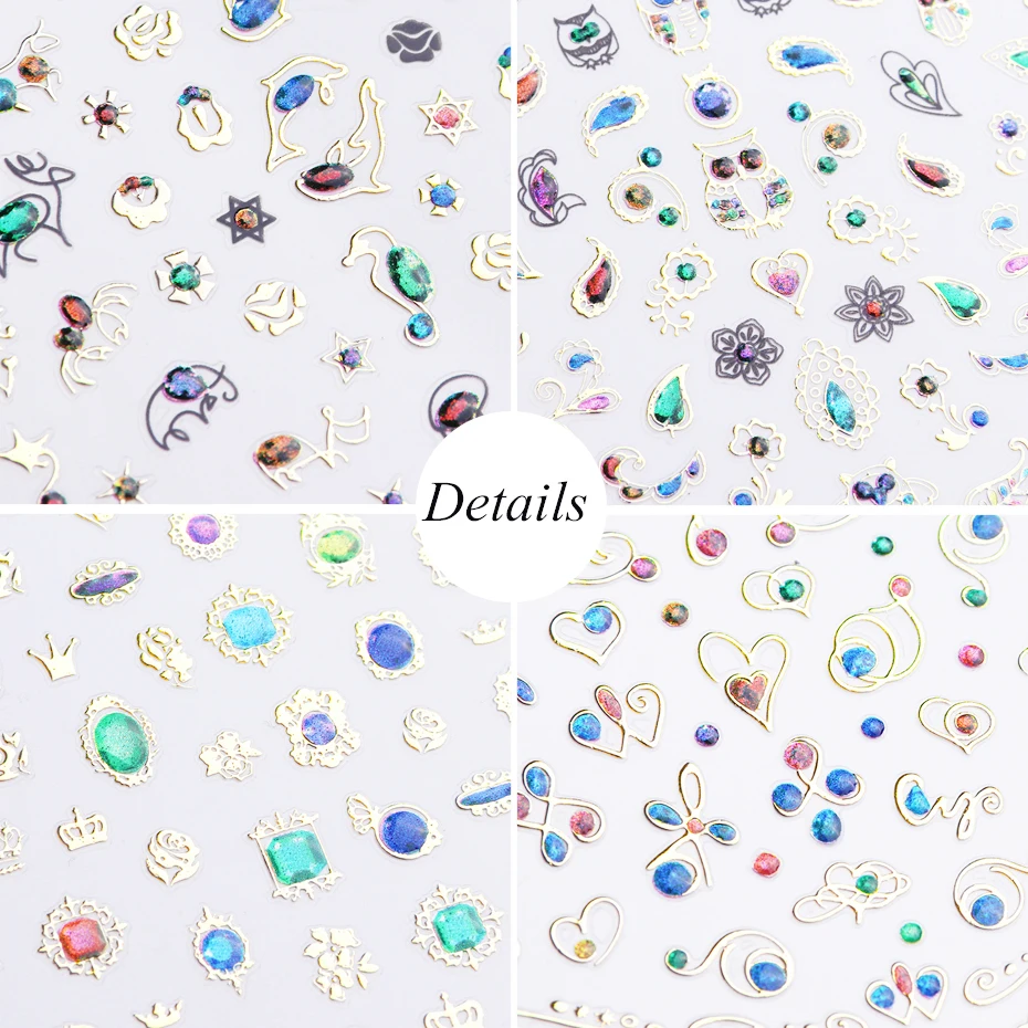 Красочные ювелирные украшения наклейки для ногтей многосерия 3D красивый дизайн