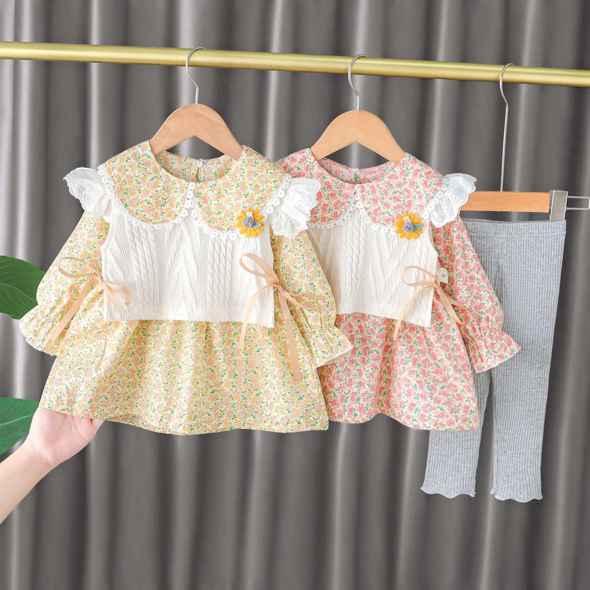 

3Pcs Baby Girl Clothes Set Long Sleeve Spring/Fall Ruffles Top and Pants Headband Suits Toddler Girl Outfits Kids Outfits