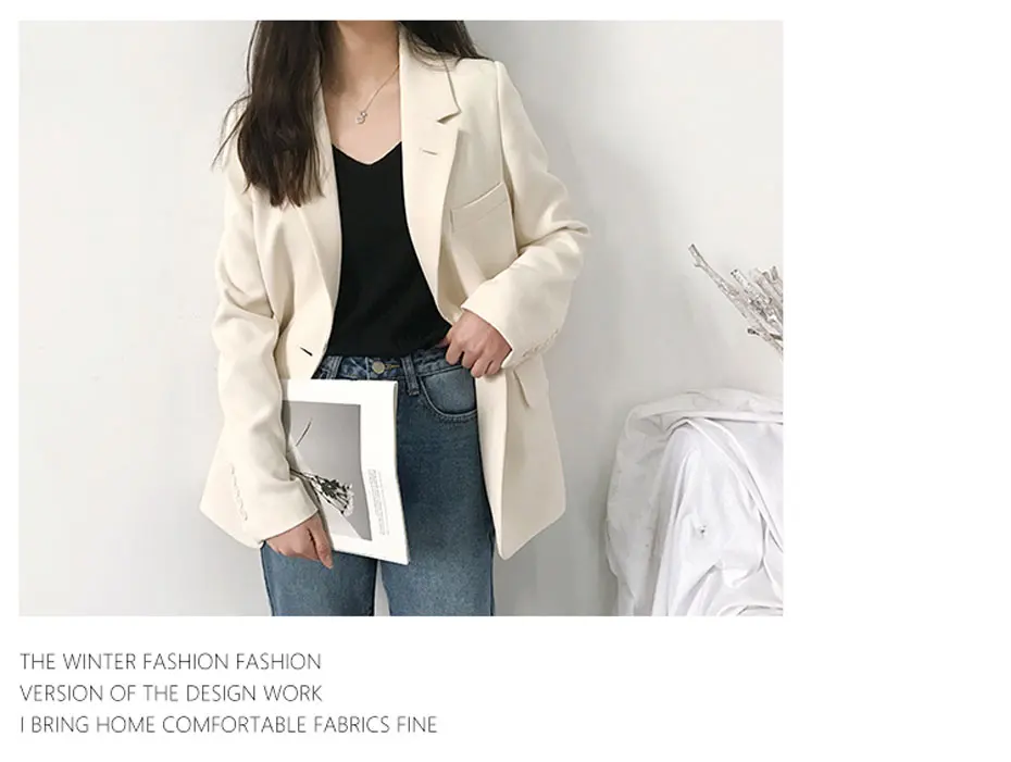 Casual Solid White Blazer Long Sleeve Women Blazers and Jackets Notched blazer mujer blaser feminino Suits Coats Female