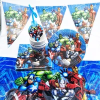 82pc superhero avengers kids birthday party supplies tableware plates cups napkin straw tablecloth decoration baby shower favors