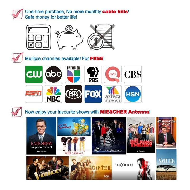 

HDTV Antenna Indoor 35 Miles Range Ultra Thin TV Antenna Upgraded Version