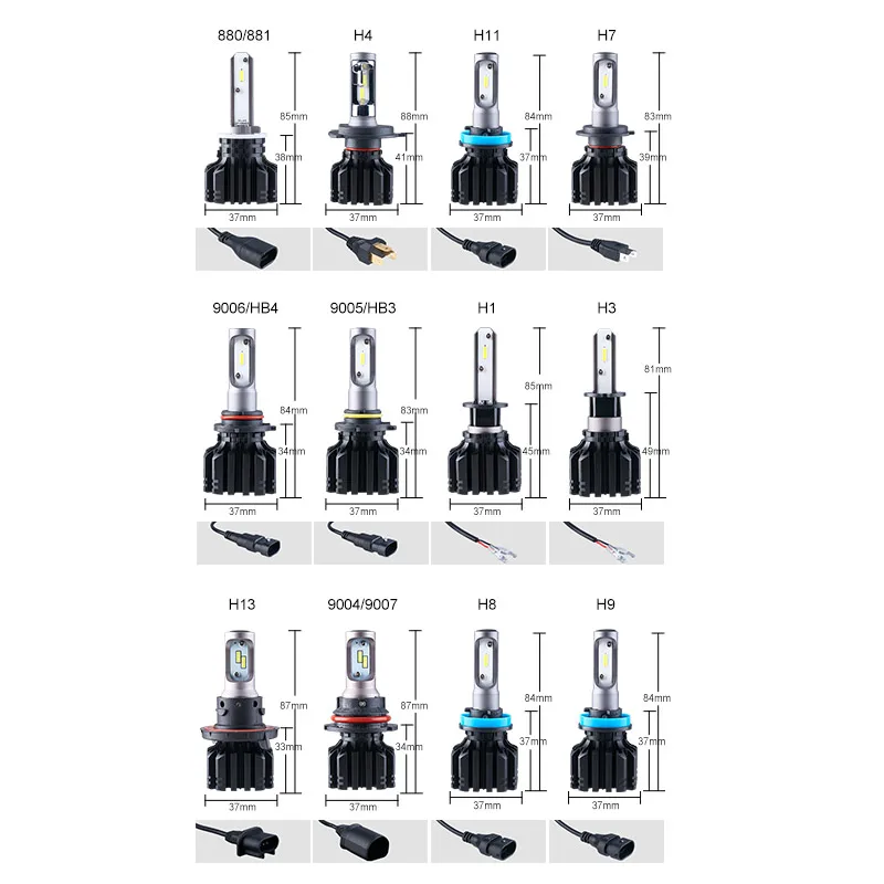 

Car Headlight H4 H7 LED 3000K 4300K 6500K 8000K H1 H3 H8 H9 H11 9005 9006 HB3 HB4 880 881 LED Bulb Auto Fog Light
