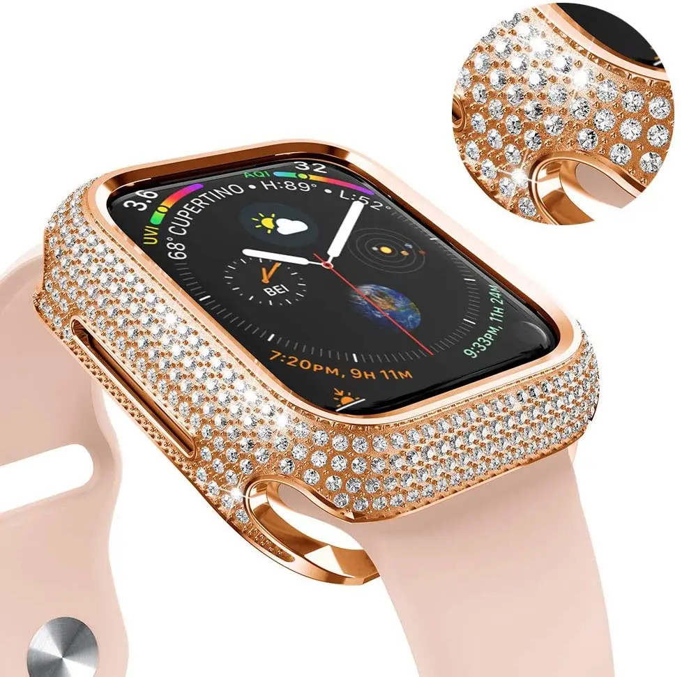 Алмазный чехол для Apple watch 44 мм 40 42 38 аксессуары роскошный блестящий защитный