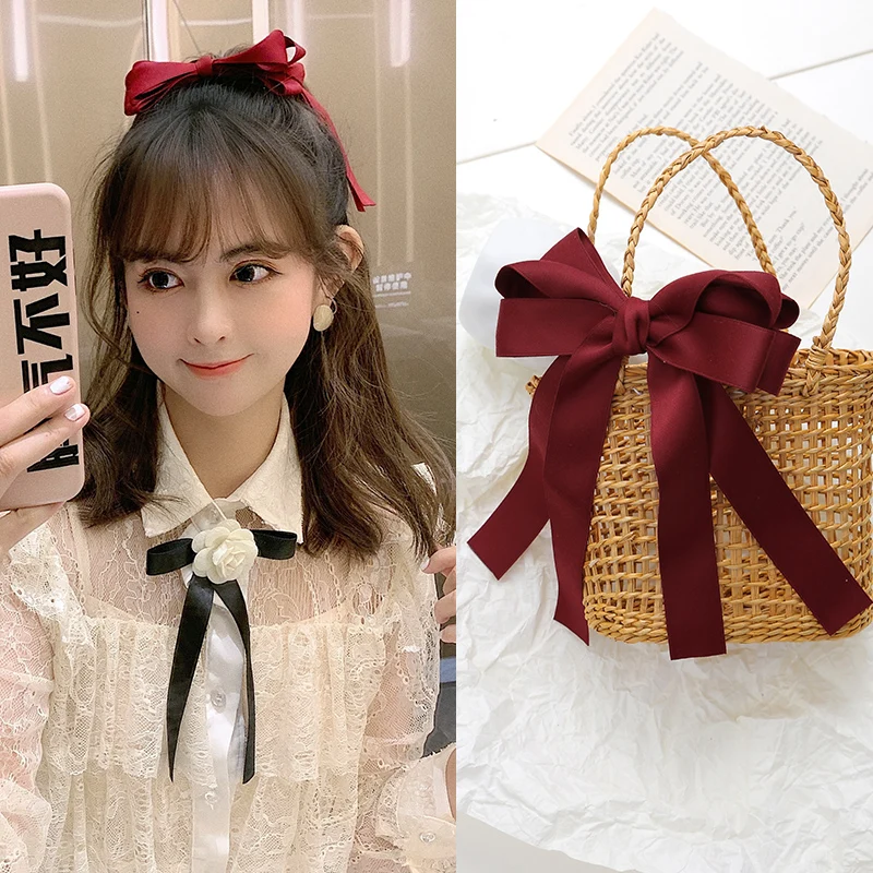 1 шт. модные заколки для волос с бантом из ленты красные и зеленые девочек милые