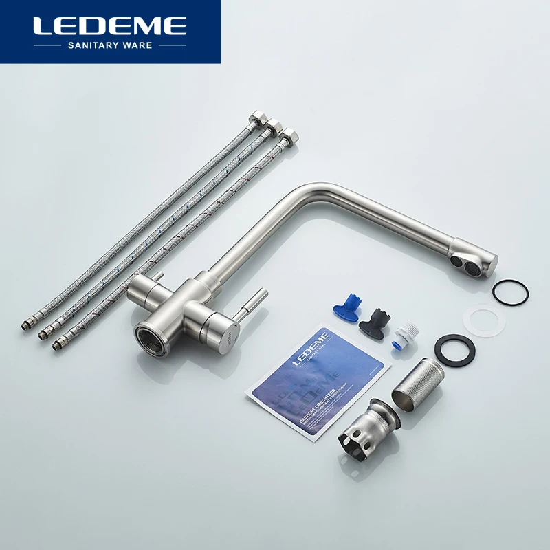 Кухонный кран LEDEME с фильтрованной водой смеситель двойным носиком для очистки