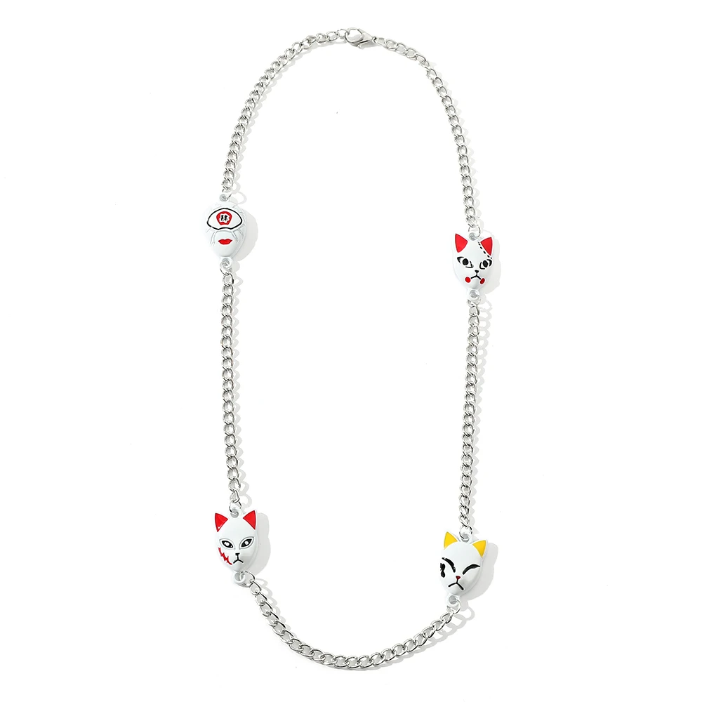 Japan Anime Demon Slayer Metal Necklace Fox Mask Neck Chain For Men Women Hip Hop Choker Film Jewelry Gift To Friends |