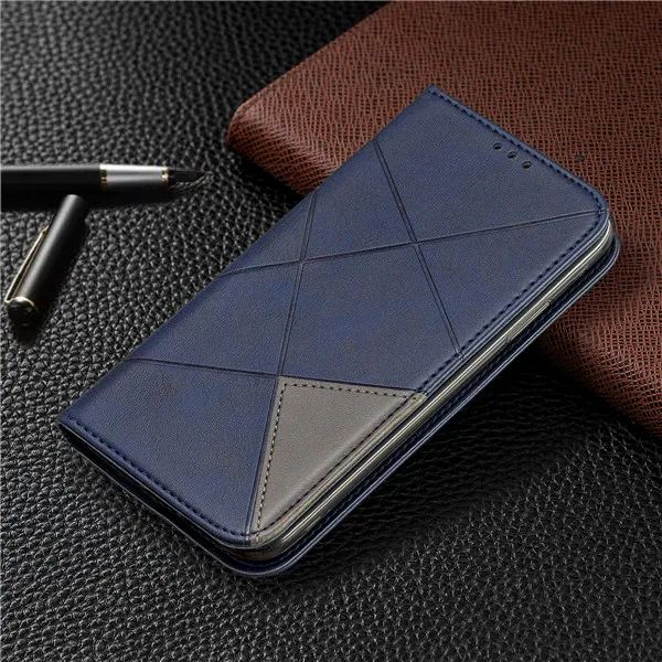 Синий Flip Case For Huawei Y5 Y6 Pro Y7 Prime Y9 Prime Honor 7A Pro 7C 8A 8S 9X 10i Lite PU Leather Wallet Cover Coque Case - Цвет: Синий