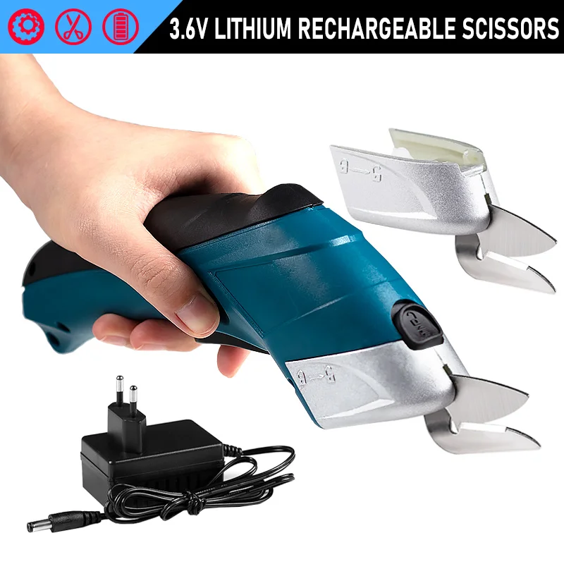 

3.6V Cordless Sewing Scissors Electric Scissors Cloth Leather Cutting Tool With 2 Scissor Head Blades For Leather Fabric Cloth