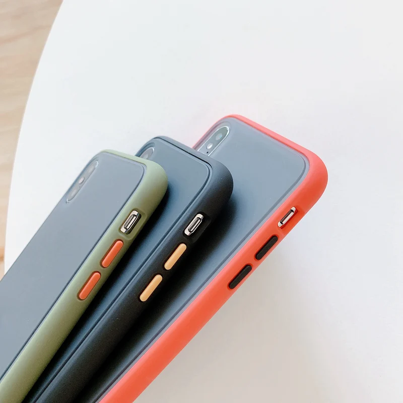 Противоударный чехол для телефона iPhone XR Xs Max X Гибридный цветной матовый