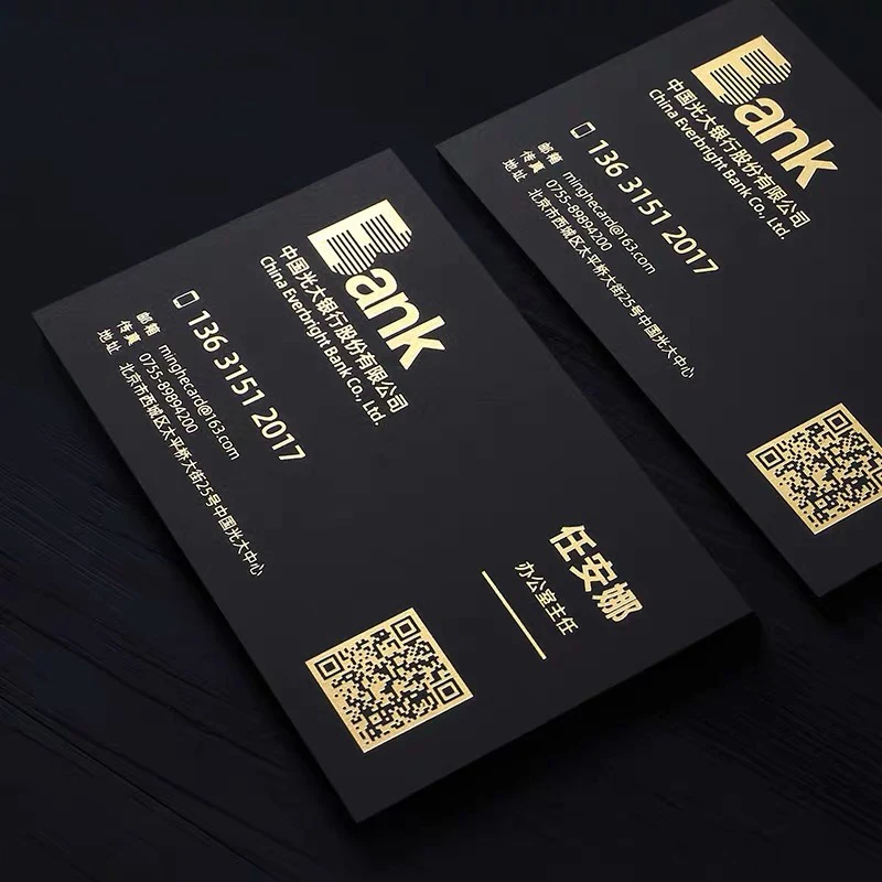 200pcs Custom Business Cards Personalized Logo Customize Black Cards with Hot Gold Foil Stamping Smooth Touch 350gsm 700gsm