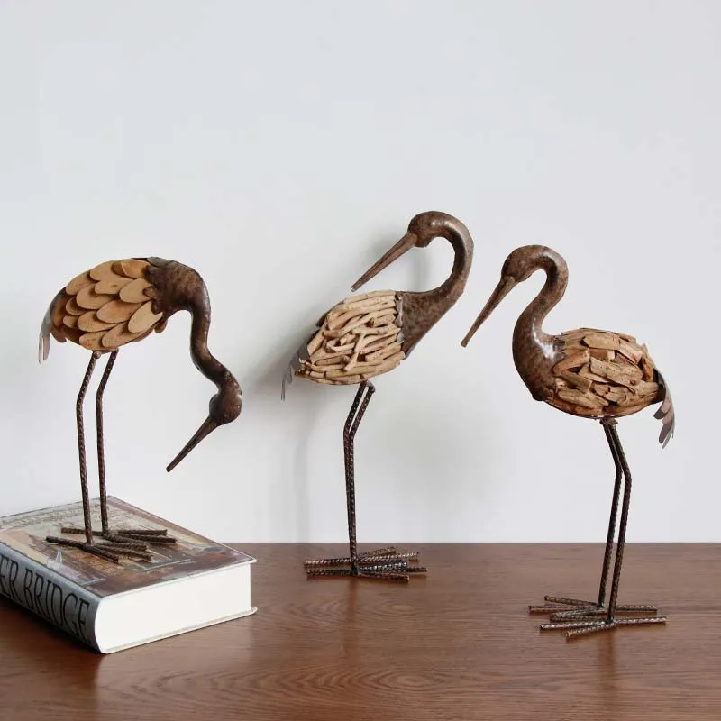 Креативный деревянный журавль для животных железный художественный декор