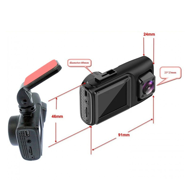 

Car DVR Dash Camera 2Inch 3 in 1 Rearview Dual Camera Full HD Night Vision Dashcam