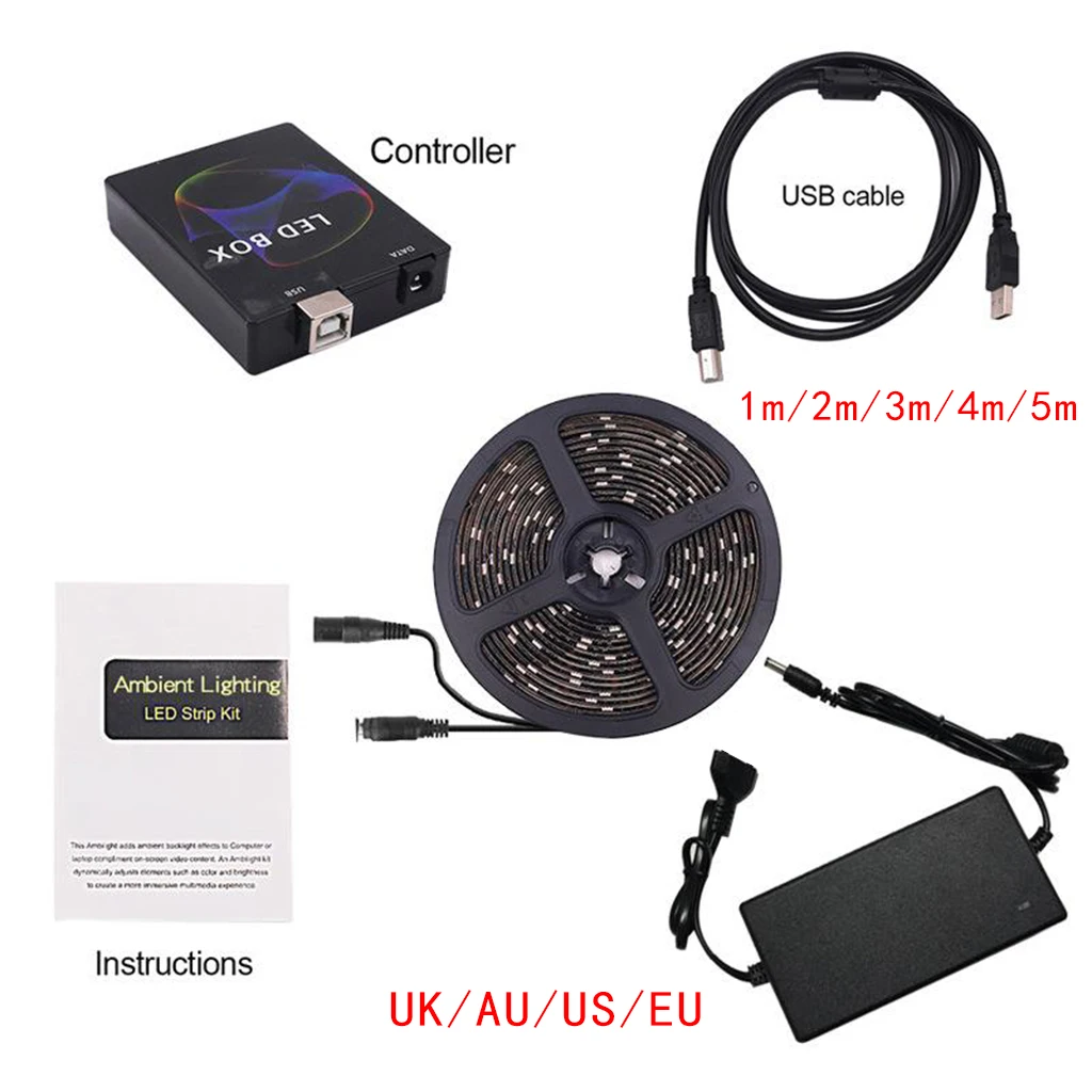 

LED Strip Lights,RGB 5050 LED Strips with Remote Controller, Color Changing Tape Light with 5V Power Supply for Room, Bedroom