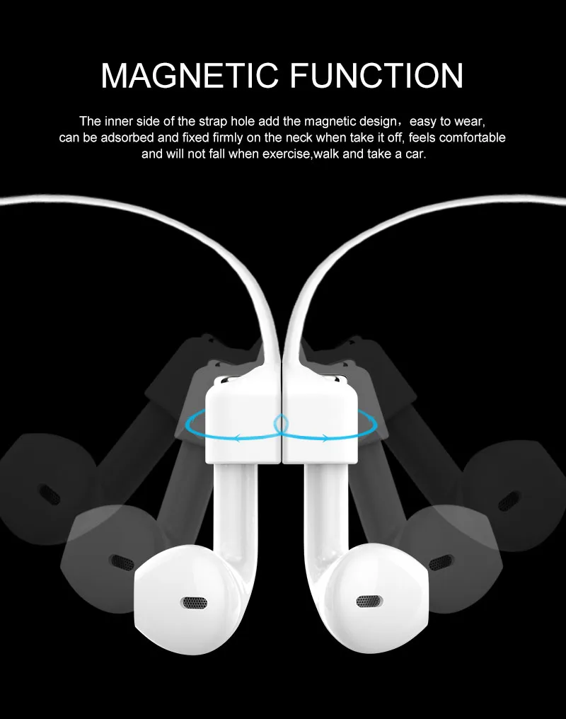 Magnetic Earphone Strap Anti-Lost Silicone Rope Holder Cable For Airpods 1 2 3 Wireless Bluetooth Headphone Accessories | Электроника