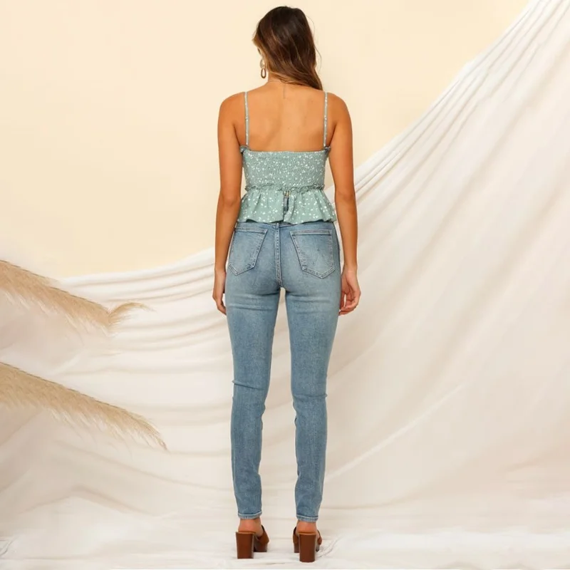 

2020 New Summer Autumn Tube Crop top Women Strap Ruched Camis Ruffle Edge Elastic Camis Top