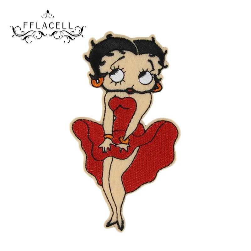 2 шт Betty Boop сексуальная леди девушка мультфильм патч логотип Утюг на вышитые аппликации знак костюм