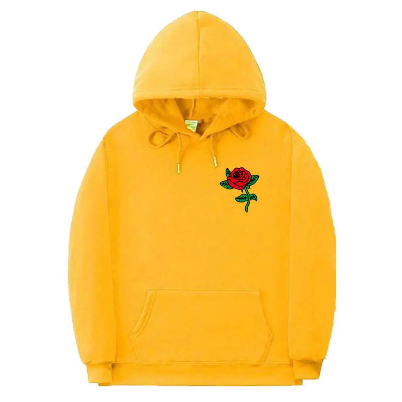 

Hip Hop Hoodies Sweatshirt Fashion Rose Flower Print Winter Hoody Streetwear Casual Pullover Male Female Sudaderas Quality Tops