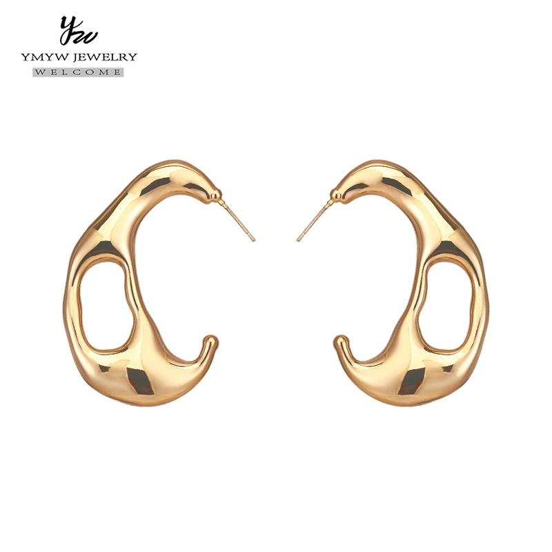 YMYW Новые популярные модные геометрические серьги гвоздики в форме Луны медные