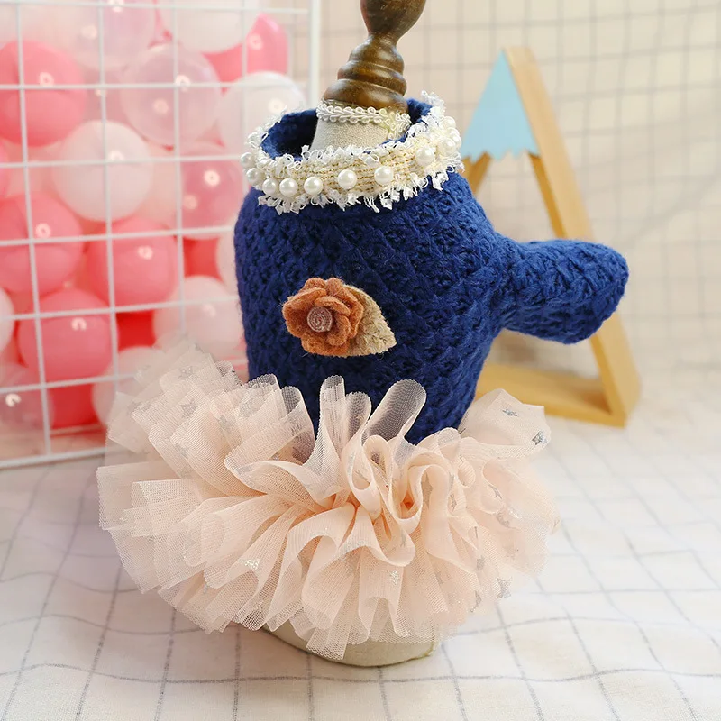 Жемчужная Женская одежда для собак теплое пальто зимнее платье маленьких щенков