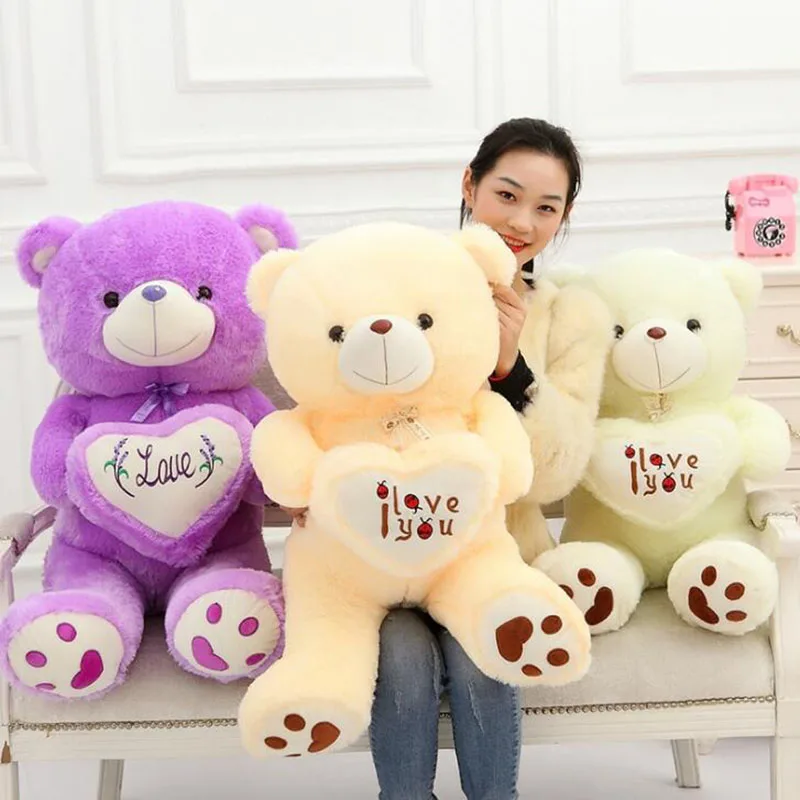 

50/70cm I Love You Teddy Bear Large Stuffed Plush Toy Holding LOVE Heart Soft Big Animal Gift for Valentine Day Girls' Birthday