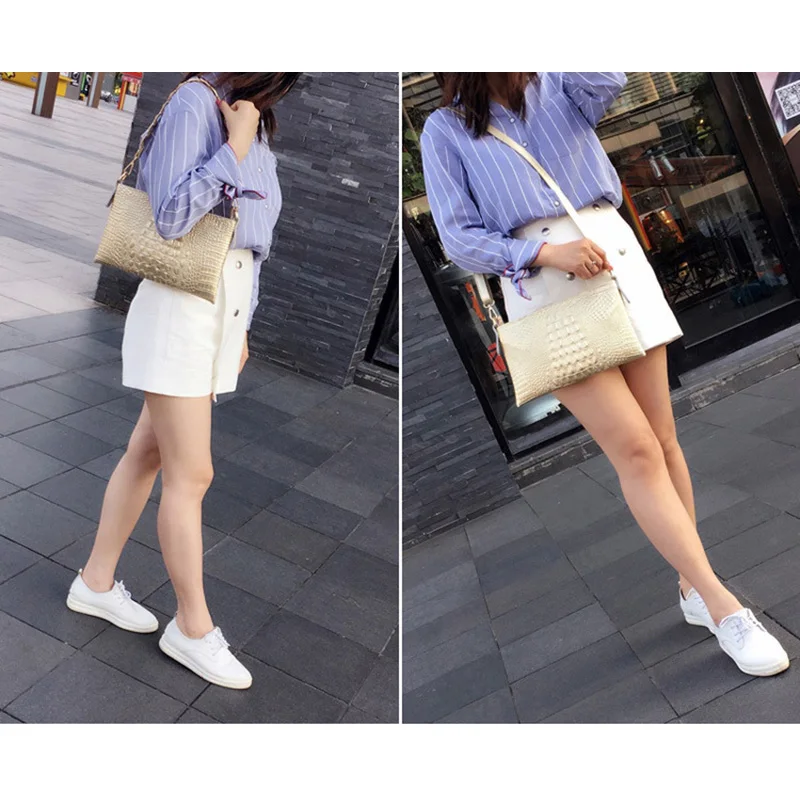 

Autumn Winter 2021 Alligator Clutch Bags For Women Luxury Genuine Leather Shoulder Crossbody Bag With Three Straps Evening Bags