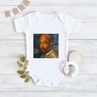 van gogh style tupac 2pac graphic romper for baby fashion hip hop baby boy clothes vintage aesthetic harajuku newborn bodysuits