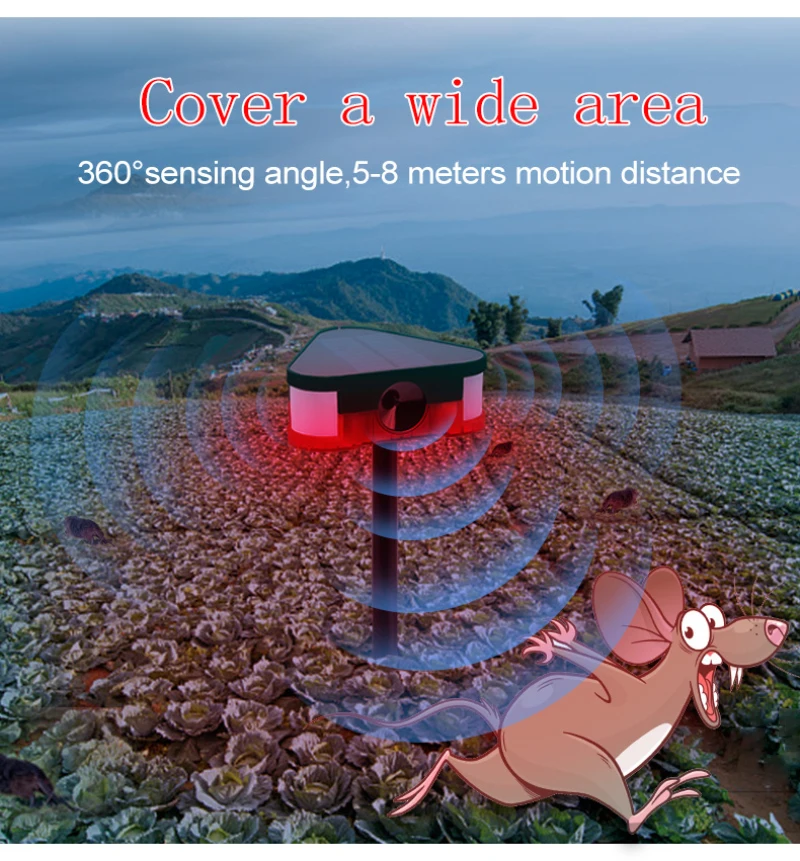Ультразвуковой отпугиватель животных с датчиком движения и солнечной батареей |