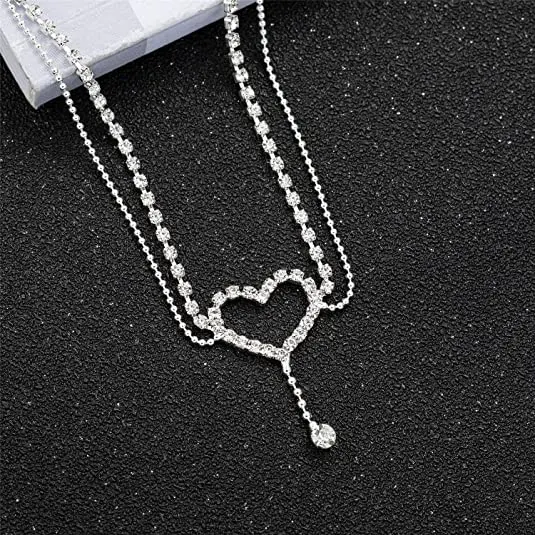 

Fashion Silver Beads Heart Anklet for Women Girls Gold Multilayer Anklets Vintage Foot Rhinestone Bracelet Beach 2021Jewelry