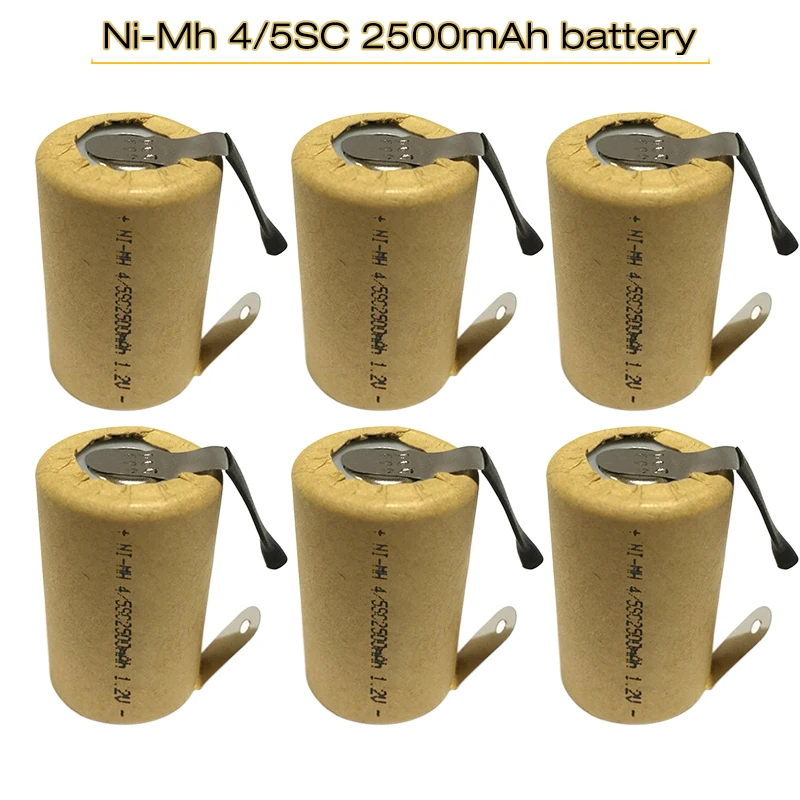 8-20pcs 4/5SC 2500mAh Nimh1.2V Rechargeable Battery SC Ni-MH Cell with Welding Tabs for Power Tools Battey Makita Hitachi Bosch |