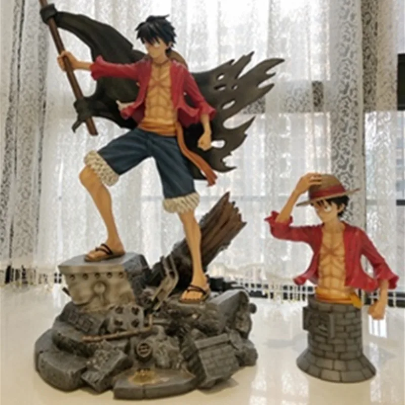 

23.6" Anime ONE PIECE Monkey D Luffy Straw Hat Pirates Resin GK Statue Portrait Box Action Figure Collectible Model Toy O60 60cm