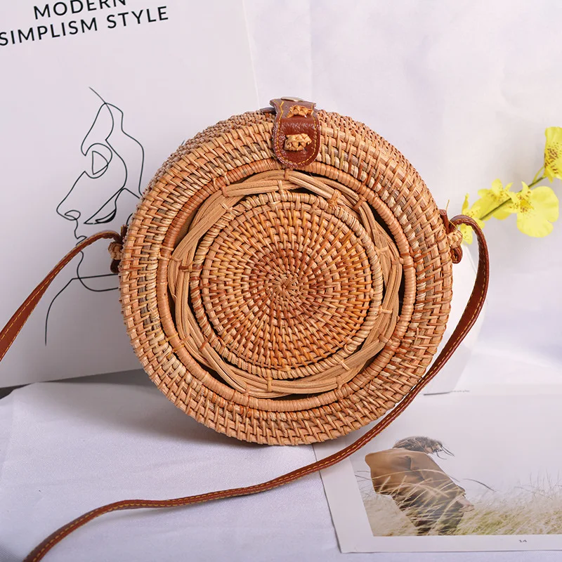 

Hot selling ins rattan woven basket basket basket basket basket retro arts hand-woven bag wrapped mahua