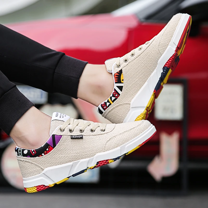 Мужская парусиновая обувь на плоской подошве Классическая вулканизированной