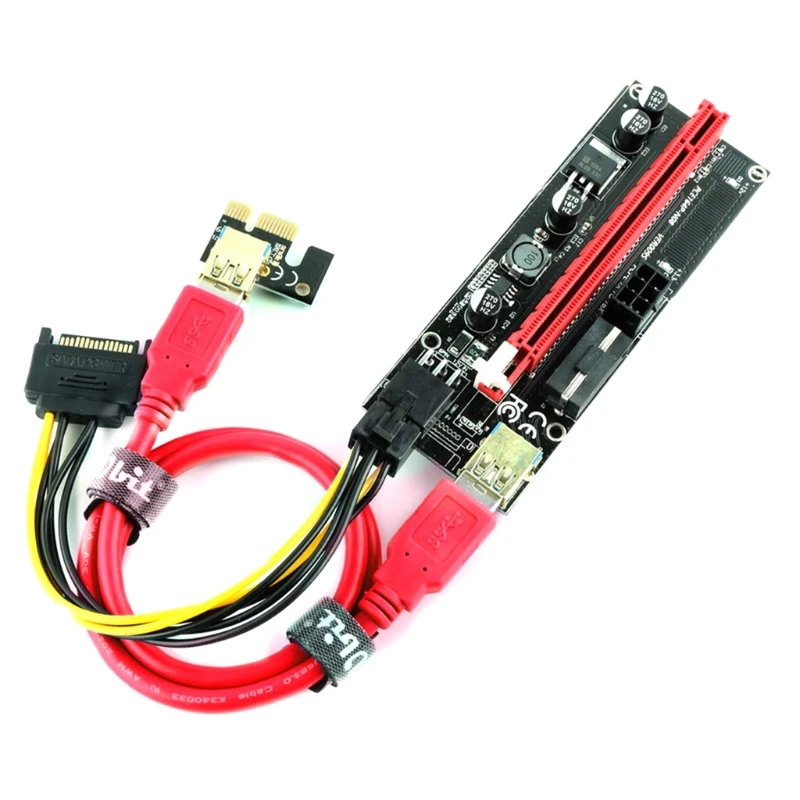 

Позолоченный PCI-E Экспресс кабель 16X для 1X (Dual-6pin / MOLEX) со светодиодным Графика карта расширения карты 60 см USB3.0