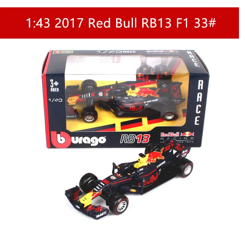 RED BULL-RB13-33 Бураго 1:43 красный BULL-RB12 сплав F1 модель автомобиля литье под давлением модель автомобиля моделирование автомобиля украшение коллекция подарочная игрушка - Цвет: RED BULL-RB13-33