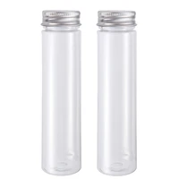 2pcs flat bottomed plastic clear test tubes with screw caps candy cosmetic travel lotion containers 110ml