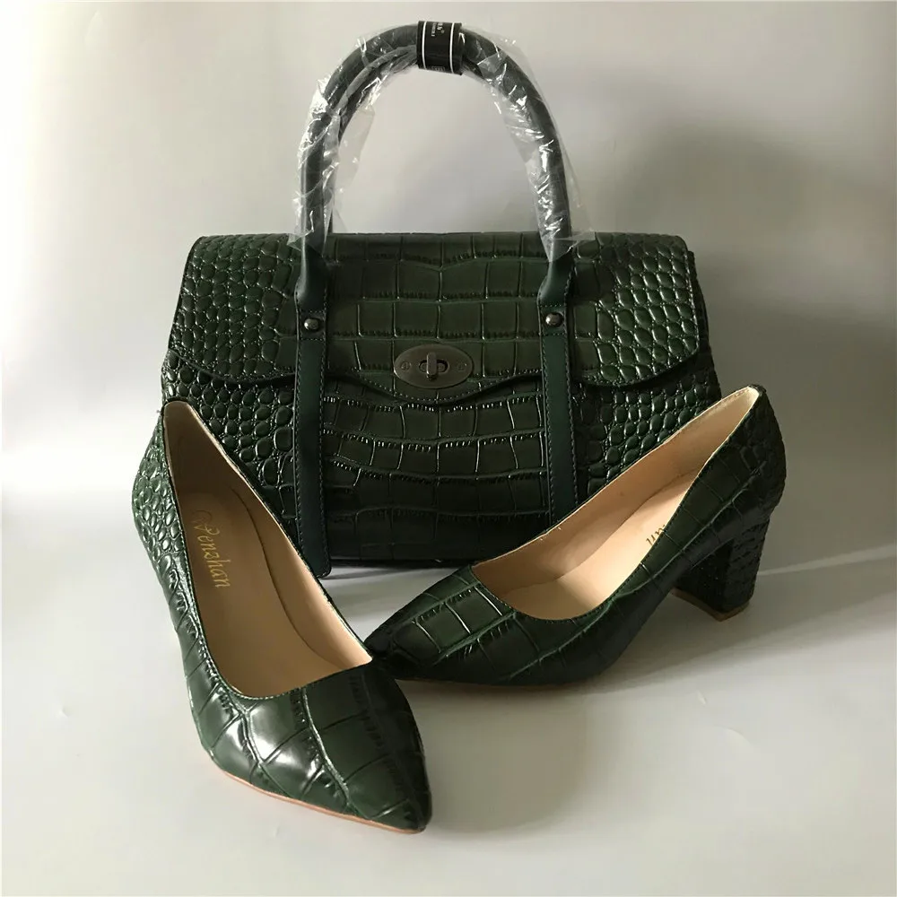 Лидер продаж WENZHAN туфли на высоком каблуке 10 см темно-зеленые женские сумки из